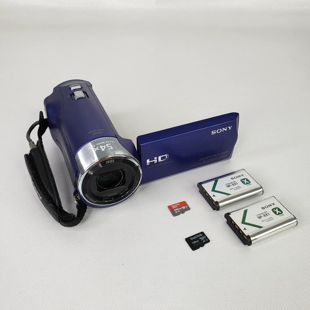 Sony Handycam HDR-CX240 1080p HD Camcorder Blue w/ 2 Batteries And SD Cards
